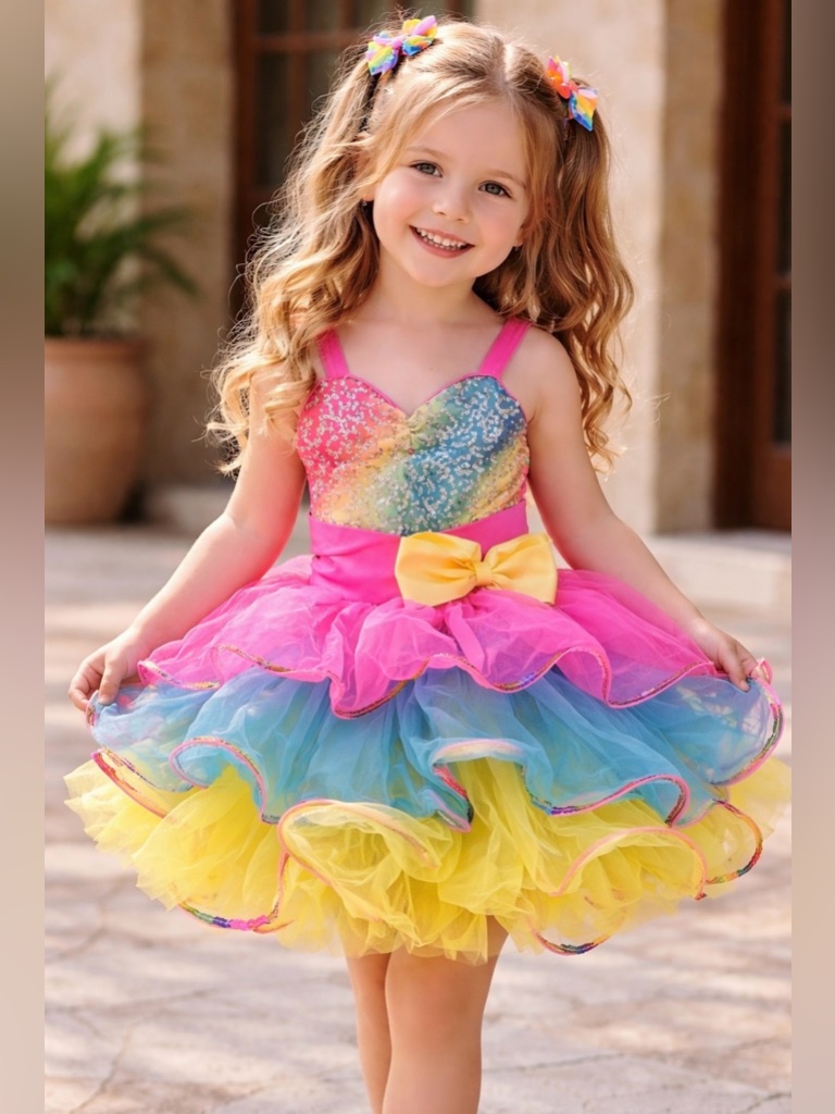 Weissman Sparkling Pink And Blue Kids Dance Costume